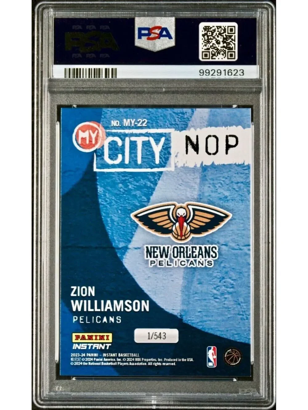 Zion Williamson 2023 Panini MyCity NBA #MY-22 Basketball Card PSA 9 Mint